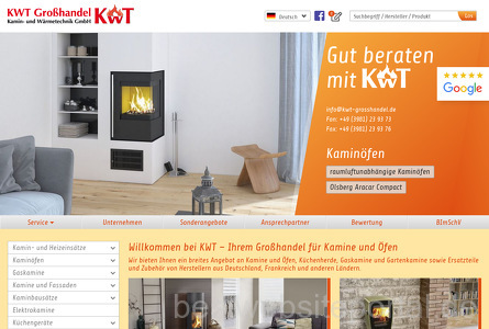 KWT Großhandel Kamin- und Wärmetechnik GmbH Webseite